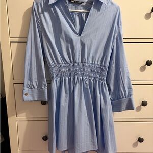Zara Light Blue Striped Dress